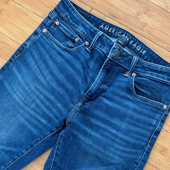 American Eagle Outfitters Men's Dark Blue Slim Straight Jeans 32x32 Airflex+ - Picture 3 of 7